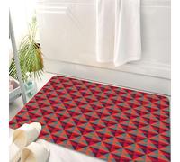 HKPOEQ Non Slip Bath Mat Machine Washable Durable Soft Fluffy Microfiber Bathroom Mat Water Absorbent Bath,Symmetric black and red squares.,50x80 cm