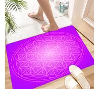 HKPOEQ Non Slip Bath Mat Machine Washable Durable Soft Fluffy Microfiber Bathroom Mat Water Absorbent Bath Rug,Flower of life in vibrant psychedelic tones Love Soul Kitsch Artisti,16x24 in