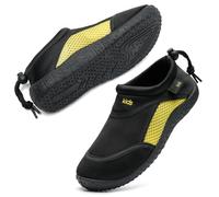 HKR Boys Beach Water Shoes Girls Swimming Kids Aqua Skin Shoes for Surf Pool Sea Sand Sports Barefoot Black/Yellow 12.5 UK Child