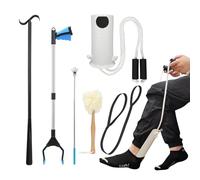 HKRG-01 6PC Hip Replacement Recovery Kit, Includes Sock Aid, Long Handle Shoe Horn, Grabber Reacher, Telescoping Back Scratcher, Leg Lifter, Long Handled Bath Sponge - Aids for Postoperative Recovery