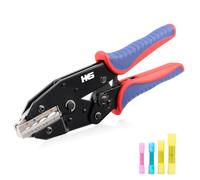 HKS Crimping Tool For Heat Shrink Connectors - Ratcheting Wire Crimpers - AWG 22-8 (0.5-8.0mm²) - Ratchet Terminal Crimper - Electrical Crimping Tool