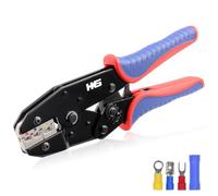 HKS Crimping Tool For Insulated Electrical Connectors - Ratcheting Wire Crimpers - AWG 22-10 (0.5-6.0mm²) - Ratchet Terminal Crimper - Electrical Crimping Tool