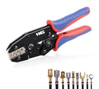 HKS Crimping Tool for Non-Insulated Open Barrel Terminals & Receptacles - Ratcheting Wire Crimpers - AWG 20-10 (0.5-6mm²) U-Shaped- Ratchet Terminal Crimper - Electrical Crimping Tool