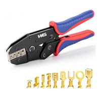 HKS Crimping Tool for Non-Insulated Open Barrel Terminals & Receptacles - Ratcheting Wire Crimpers - AWG 20-10 (0.5-6mm²) U-Shaped- Ratchet Terminal Crimper - Electrical Crimping Tool
