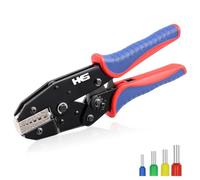HKS Crimping Tool for Sleeves Ferrule Terminals & Pin Cord End- Ratcheting Wire Crimpers - AWG 22-8 (0.5-10mm²) - Ratchet Terminal Crimper - Electrical Crimping Tool
