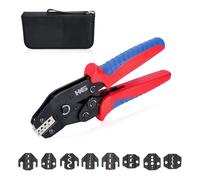 HKS Ratcheting Crimping Tool Set 11 PCS with Changeable Jaws for Dupont JST MOLEX - Open Barrel Terminals, Insulated & Non-Insulated Ferrules, Terminals & Butt Connectors,Solar & Coax Connectors
