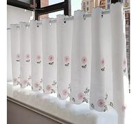 HKSDKABOP Lace Short Kitchen Curtain Valance, Window Half Tier Sheer Lace Curtain Multicolor Multiple Sizes Attics Basements Offices(Pink-cotton,L100xW140cm)