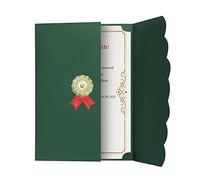 HKSICHENGKEJIUK 5Pcs A4 Certificate Award Diploma Cover Tri-Fold Paper Certificate Holder Cover Protector for Graduation Invitation Recognition Certificates Documents File Contract (Green)