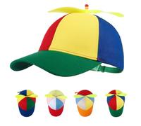 HKSICHENGKEJIUK Kids Helicopter Propeller Baseball Cap Adjustable Patchwork Rainbow Sun Hat 52-55cm for Boys Girls Age 3-8Years Fun Party Hat for Carnival Travel Outdoor Play (Green+Multi Color)