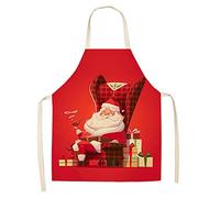 HKSICHENGKEJIUK Red Christmas Apron Cartoon Santa Kitchen Aprons Women Men Pinafore for Xmas Party Adult Chef Cooking Restaurant Baking BBQ Home Decoration