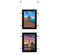 HKSIGN A2 Portrait Real Estate Business Store Front Window Hanging Display LED Light Box Frame Decorative Signs Holder Advertising (Vertical, 2pcs A2 a Row)