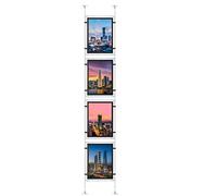 HKSIGN A4 Size LED Acrylic Poster Photo Frame Light Box Sign Holder for Real Estate Window Hanging Display (Vertical Hanging, 4 Pieces A4 Per Group)