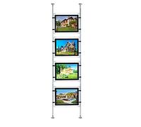HKSIGN A4 Size LED Acrylic Poster Photo Frame Light Box Sign Holder for Real Estate Window Hanging Display (Horizontal Hanging, 4 Pieces A4 Per Group)