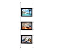 HKSIGN A4 Size LED Backlit Light Photo Frame Window Hanging Display Sign, Real Estate Signage (horizontal, 3pcs A4 a row)