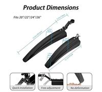 HKSOPC Bike Mudguard Set for Haibike Flyon 2019, Portable Adjustable Road Mountain Bike Bicycle Cycling Tires Front and Rear Mud Guard Fenders, Mudguards for 20-26 inch Bikes,C Red