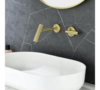 HKTHE Concealed Basin Mixer Tap, HBF0582 Single Handle Bathroom Sink Faucet, with Embedded Box, Wall Mounted Sink Tap, Adjustable Hot and Cold, Modern Vanity Faucet, 59A Brass