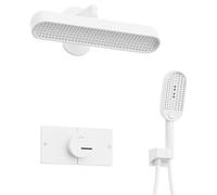 HKTHE Thermostatic Shower System, Modern Innovative 2 Piano Key Design, HSS0570 Wall Mounted Shower Head Set, 450x80mm Shower Faucet Sets Complete with 3 Modes Handheld, 59A Brass Valve Included