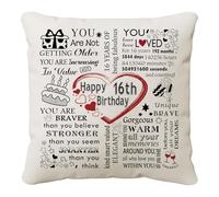 HKTNGEX Birthday Cushion Cover Gift,Happy Birthday Throw Pillow Cover Pillowcase For 10th 11th 12th 13th 14th 15th 16th 17th18th...Daughter Son Sisters Mom Dad Friends Reminder Home Decor (16th)