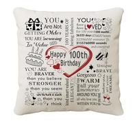 HKTNGEX Birthday Cushion Cover Gift,Happy Birthday Throw Pillow Cover Pillowcase For 10th 11th 12th 13th 14th 15th 16th 17th18th...Daughter Son Sisters Mom Dad Friends Reminder Home Decor (100th)