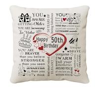 HKTNGEX Birthday Cushion Cover Gift,Happy Birthday Throw Pillow Cover Pillowcase For 10th 11th 12th 13th 14th 15th 16th 17th18th...Daughter Son Sisters Mom Dad Friends Reminder Home Decor (50th)