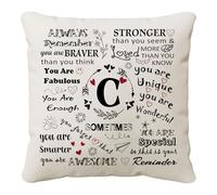 HKTNGEX Inspirational Throw Pillow Cover Gift,26 Letter Initial Alphabet A-Z Cushion Cover Pillowcase For Daughter Son Sisters Friends Colleague Birthday Christmas Graduation Reminder Home Decor (C)