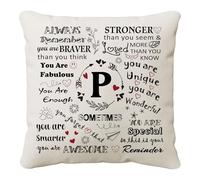 HKTNGEX Inspirational Throw Pillow Cover Gift,26 Letter Initial Alphabet A-Z Cushion Cover Pillowcase For Daughter Son Sisters Friends Colleague Birthday Christmas Graduation Reminder Home Decor (P)