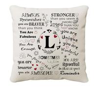 HKTNGEX Inspirational Throw Pillow Cover Gift,26 Letter Initial Alphabet A-Z Cushion Cover Pillowcase For Daughter Son Sisters Friends Colleague Birthday Christmas Graduation Reminder Home Decor (L)