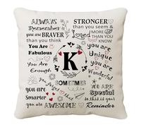 HKTNGEX Inspirational Throw Pillow Cover Gift,26 Letter Initial Alphabet A-Z Cushion Cover Pillowcase For Daughter Son Sisters Friends Colleague Birthday Christmas Graduation Reminder Home Decor (K)