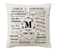 HKTNGEX Inspirational Throw Pillow Cover Gift,26 Letter Initial Alphabet A-Z Cushion Cover Pillowcase For Daughter Son Sisters Friends Colleague Birthday Christmas Graduation Reminder Home Decor (M)
