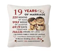 HKTNGEX Memorable Gift for Lover Couple,Funny Throw Pillow Cover Pillowcase for Women Men Husband Wife Hubby Wify Reminder Wedding Anniversary Cushion Cover Home Decor Decoration (19 Years)