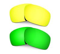 HKUCO Mens Replacement Lenses For Oakley Scalpel 24K Gold/Emerald Green Sunglasses