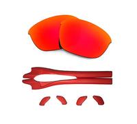 HKUCO Red Polarized Replacement Lenses plus Red Earsocks Rubber Kit For Oakley Half Jacket 2.0