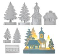 Hkuoeue Christmas Candle Molds,Christmas Tree House Aromatherapy Candles Mould - Silicone Craft Casting Mold Easy Release for Epoxy Resin Plaster Aromatherapy Decoration