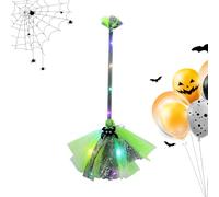 Hkuoeue Halloween Witch Broom - Handheld with LED Light - Witch Broom Prop Halloween Decor | for Teens Students Women Girls Adults Haunted House Graveyard Party Escape Room