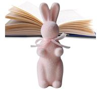 Hkuoeue Standing Easter Bunny, Flocked Tabletop Bunny Sculpture, Easter Bunny Figurine Statue, Rabbit Shape Decoration for Table, Work Area, Cupboard, Bookshelf, Fireplace