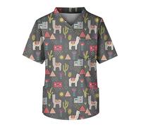 HKUOPW Autumn Scrub Tops Man Seaside Thin Dinosaur Scrub Tops Short Sleeve Multi-Pocket Nice V-Neck Oversize Cosy Fit Tops Mens