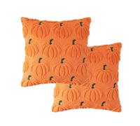 HKUOPW Fall Decorative Throw Pillow Covers Set of 1, Thanksgiving Autumn Harvest Pumpkin Faux Fur Cushion Covers, 3D Embroidered Pillow Cases for Couch Bedroom Living Room Decor, Beige