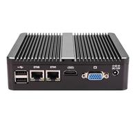 HKUXZR Fanless Firewall Appliance Mini PC,Intel Core i5-7300U,2 Cores and 4 Threads,on-Board 2*Intel Realtek RTL8111H Gigabit Card,Support 2*DDR4,2*COM,1*VGA and 1*HDMI Interface(NO RAM NO SSD)