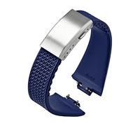 HKVTVCYPYA 11mm 12mm Fluoro Rubber Strap 35mm 40mm FKM Quick Release Folding Buckle Watch Band Compatible For PRX Series(Royal blue,12mm)