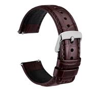 HKVTVCYPYA 18mm 20mm 22mm 24mm Alligator Grain Leather Watch Strap Quick Release Classic Embossed Bracelet Replacement For Men(Dark Brown-Silver,18mm)