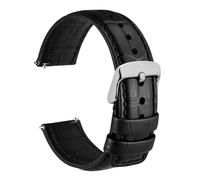 HKVTVCYPYA 18mm 20mm 22mm 24mm Alligator Grain Leather Watch Strap Quick Release Classic Embossed Bracelet Replacement For Men(Black-Silver Buckle,24mm)