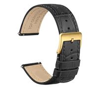 HKVTVCYPYA 18mm 20mm 22mm Width Alligator Grain Embossed Leather Watch Band Quick Release Replacement Straps For Men Lug(Dark Grey-Gold,18mm)