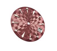 HKVTVCYPYA 29mm Watch Dial Radial Pattern With Diamond Scale Design Modified Accessories Compatible For NH35/NH36 Movement(Red silver nail)