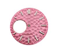 HKVTVCYPYA Geometric Personalized Watch Dial Green Luminous 28.5mm Watch Face Compatible for NH38 Movement(Pink-Silver Nial)