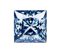 HKVTVCYPYA Princess Cut Moissanite Stone VVS1 Combination Chain Charms Beads For Advanced Jewelry Making Material(Natural Royal Blue,7x7MM- 2CT)