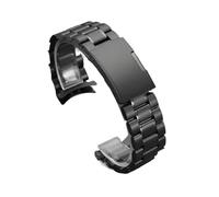 HKVTVCYPYA Silver Gold Black 16 18 20 22 24mm Arc Stainless Steel Strap Watch Band Curved End Folding Buckle Metal Bracelet(Black,18mm)
