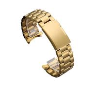 HKVTVCYPYA Silver Gold Black 16 18 20 22 24mm Arc Stainless Steel Strap Watch Band Curved End Folding Buckle Metal Bracelet(Gold,22mm)