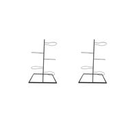 HKWFKAWA 2 set Basketball Storage Shelf Home Freestanding Sports Organizer 5 Tier Ball Rack Black 37x24x64.5 cm