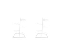 HKWFKAWA 2 set Basketball Storage Shelf Home Freestanding Sports Organizer 5 Tier Ball Rack White 37x24x64.5 cm