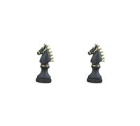 HKWFKAWA 2 set Chess Pcs Statue with Golden Paint Resin Gift for Desk Living Room Office Black Horse Shape